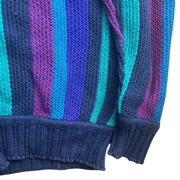 Vintage Chaps Ralph‎ Lauren Sweater Men L Multicolor Stripe 100% Cotton Made USA - Picture 3 of 5
